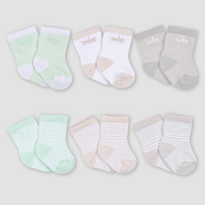 Image of Gerber Baby 6pk Jersey Wiggle Proof Vegetables Socks - Light Purple/Light Blue