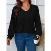 KOJOOIN Womens Oversized Shirts Loose Fit Crewneck Long Sleeve Casual Blouse Winter Fall - 2 of 4