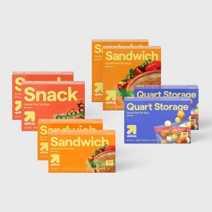 2 Pack/280ct Sandwich Storage Bags + 2 Pack/150ct Sandwich Storage Bags + 2 Pack/280ct Snack Storage Bags + 2 Pack/80ct Quart Storage Bags - up&up™ - 1 of 4