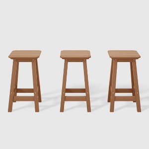 WestinTrends Malibu 24" All Weather Hdpe Outdoor Patio Square Backless Counter Stool (Set of 3) - 1 of 4