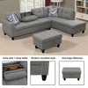 3-Piece L-Shaped Combination Sofa Set in Grey Linen for Living Room - 4 of 4