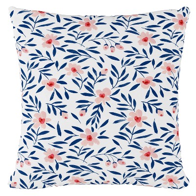 Blue/White Floral Throw Pillow - Skyline Furniture