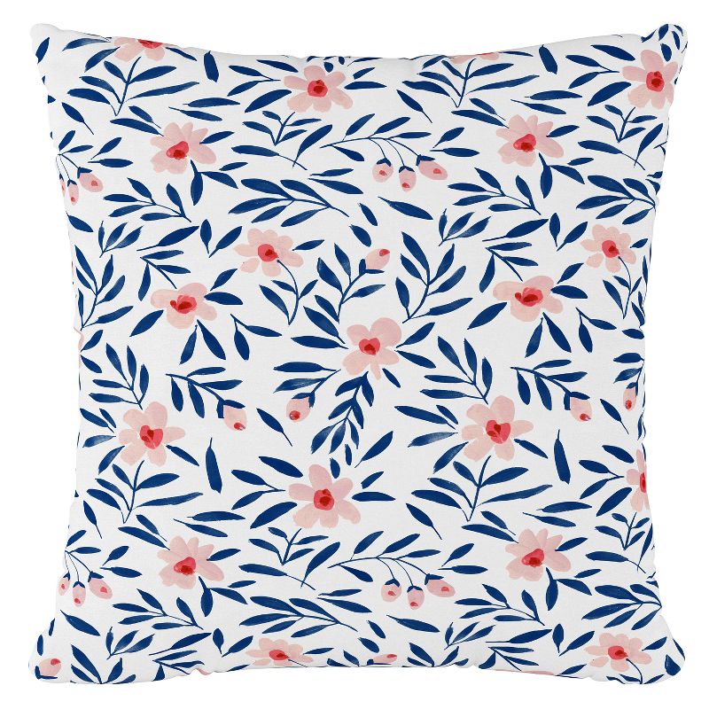 Blue/White Floral Throw Pillow - Skyline Furniture, 1 of 6