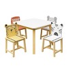 FURNIinspire Kids Table Sets 5 Piece Table Chair Set, Cartoon Animals Kids Wood Table with 4 Chairs Set for Nursery, White, 23.6"*23.6"*19.7" - 4 of 4