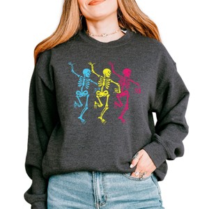 Simply Sage Market Three Skeletons Dancing Neon Sweatshirt - 1 of 4