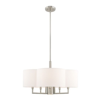Chelsea Clover-Shaped 6-Light Brushed Nickel Pendant Chandelier