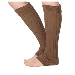 Isadora Paccini Women's 80s Style Ribbed Knit Earthy Neutrals Light Brown Leg Warmers for Parties & Sports Accessories - 1 of 1