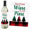 Big Dot of Happiness Holiday Plaid Trees - Buffalo Plaid Christmas Party Decorations for Women and Men - Wine Bottle Label Stickers - Set of 4 - 2 of 4