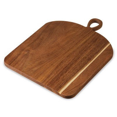 Large Acacia Wood Rectangular Serving Board with Built-In Handle