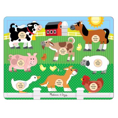 melissa & doug farm animals jumbo knob wooden puzzle