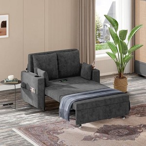 Coucheta 56" 3-in-1 Pull-Out Couch - Convertible Sleeper Sofa Bed with Cup Holders & USB, Loveseat for Living Room & Bedroom, Multiple Colors - 1 of 4