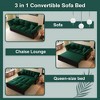 Kumasinova 3-in-1 Convertible Sleeper Sofa Bed – Queen-Size Pull-Out, Velvet Upholstered Couch with Storage Bag, Multi-Functional Loveseat Bed - 4 of 4