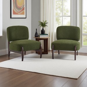 25.5" Boucle Modern Lounge Chairs Set of 2 with Wide Cushions - 1 of 4