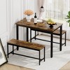 CAVINAS Bar Table and Bar Stools Set of 3, 2 Dining Benches and 1 Dining Table, Counter Height Table Chair Set for Kitchen, Dining Room - 2 of 4