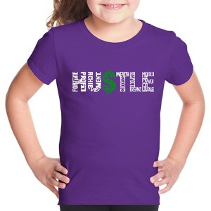 LA Pop Art Girl's Word Art T-shirt - Hustle - 1 of 4