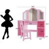 Kids Vanity Table,Girls 2 in 1 Princess Makeup Desk with Touch Light Detachable Tri-Folding Mirror,Wood Makeup Set with Chair,for Little Girls-Pink - 2 of 4