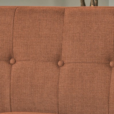 Joseline Petite Burnt Orange Tufted Fabric Loveseat