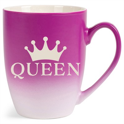 100 North Crown Royalty 10 Ounce Pink and White Two Toned Ombre, Comfortably Fits Your Hands, Ceramic Tea Coffee Cup Mug, Queen