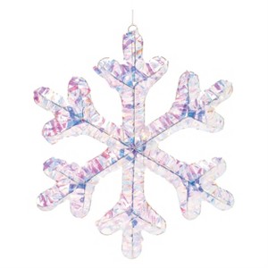 LED Lighted Snowflake Ornament Set of 2 Iridescent Finish – 16 Inch by Melrose - 1 of 3