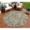 Chocolate Beige And Ivory Paisley Washable Indoor Outdoor Area Rug - 2 of 4