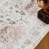 Non-Slip Machine Washable 2x3 Vintage Print Area Rug, Distressed Low Pile Entryway Doormat for Kitchen Bathroom Bedroom, Taupe - 4 of 4