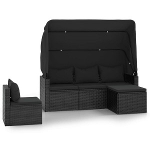 vidaXL 4 Piece Patio Sofa Set with Cushions - Black - 1 of 4