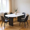 HomeRoots 72" White and Black Marble And Solid Wood Sled Base Oval Dining Table - 2 of 4