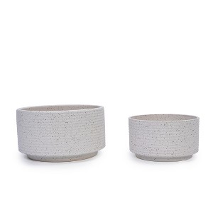 KWPZQEB Ceramic Flowerpot Set of 2, Plant Pots with Drainage Hole,Modern Flower Pots with Speckled Finish,Modern Round Flower Pot for House Room Decor - 1 of 4