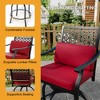 4PCs Outdoor Swivel Bar Stools with Red Cushions, Counter Height Patio Bar Stools with Armrests & Backrests for Backyard - 3 of 4
