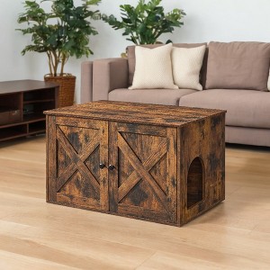 Cat Litter Box Enclosure - Hidden Furniture with Removable Divider - Indoor Cat House,  End Table - 31.5 x 20.9 x 19.7 Inches - 1 of 4