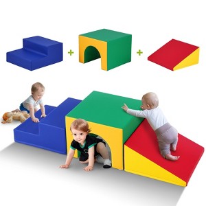 VEVOR Single Tunnel Climber, Toddler Playset, Foam Climbing Blocks for Toddlers, Kids Tunnel Maze with Stairs and Ramp, Multicolored - 1 of 4