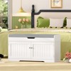 USIKEY Shoe Storage Bench, 2 Tier Shoe Bench with Padded Seat & 2 Barn Doors, Entryway Bench Shoe Cabinet for Living Room, Bedroom - 2 of 4