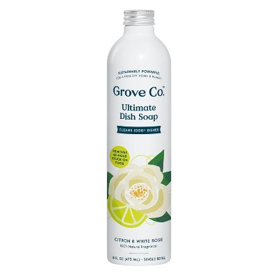 Grove Co. Liquid Dish Soap Refill - Aluminum Bottle - Citron & White Rose - 16 fl oz