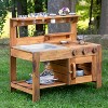 Guidecraft Acadia Kids' Outdoor Mud Kitchen Playset - Pretend Play Kitchen with Sink, Stove, and Accessories | Wooden Backyard Playset - 3 of 4