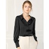 INSPIRE CHIC Women's Puff Long Sleeve Point Collar Vintage Button Work Satin Shirt - 2 of 4
