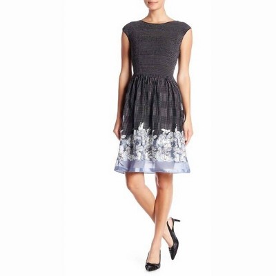 Women's Smocked Fit & Flare Polka Dot Floral Hem Chiffon Midi Dress - Max Studio
