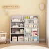 MAYEERTY Bookshelf and Toy Storage Organizer, 4 Tier Wooden Book Shelf with Bookcase Display Stand in Kids Room Playroom Gray - 2 of 4