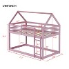 MAYEERTY Twin Rubber Wood Floor BUnk Bed with Ladder, Guardrails, House Shaped Bunk Bed Pink - 4 of 4