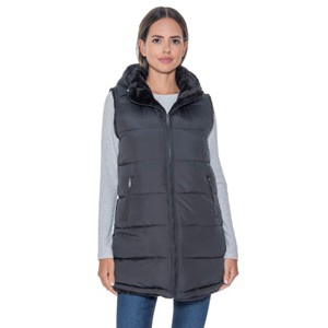 Women's 3/4 Reversible Puffer Vest - S.E.B. By Sebby - 1 of 4