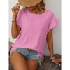 Coolmee Womens Summer Ruffle Short Sleeve Tops Crewneck Hollow Out T Shirts Casual Blouses - 2 of 4