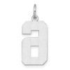 Black Bow Jewelry 14k White Gold, Varsity Collection, Large D/C Pendant, Number 6 - 3 of 4