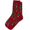 Memoi Women's Tree Paradise Holiday Crew Socks Red 9-11 - 3 of 3
