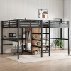 Bellemave Twin Over Twin Metal Loft Bed with Double Desk, Shelves, and Wardrobe, Power Outlets, Noise-Reduced Design, Space-Saving Woodgrain Frame - 3 of 4