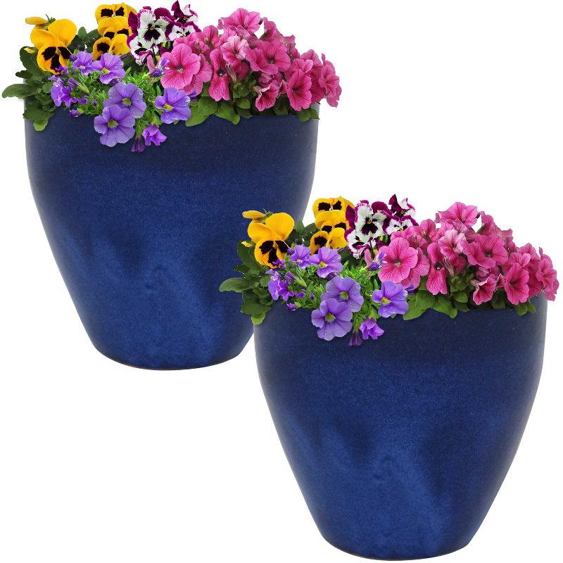 Sunnydaze Resort High-Fired Outdoor/Indoor Glazed UV- and Frost-Resistant Ceramic Planters with Drainage Holes - 2-Pack, 5 of 9