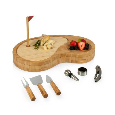 Bamboo Golf-Themed Cheese Board and Tool Set, 8 Piece