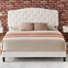 Bed Frame with Adjustable Button Tufted Headboard, Faux Leather Upholstered Platform Bed, Wooden Slats Support,No Box Spring Needed - 3 of 4