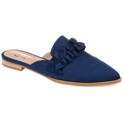Journee Collection Womens Kessie Slip On Pointed Toe Mules Flats Blue 8 ...
