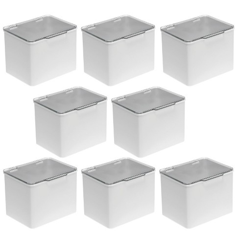 Mdesign Stackable Plastic Bathroom Organizer Box With Lid - 8 Pack : Target