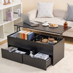 Vynxaria Lift-Top Coffee Table with Storage Center Tables Hidden Compartment & 2 Drawers, Sofa Table For Living Room - 1 of 4