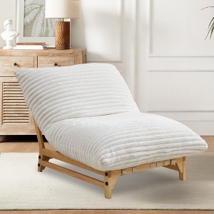 Aortzio 36.22"W Modern Corduroy Armless Chair – Upholstered Lounge Chair With Reversible Cushions - 1 of 4